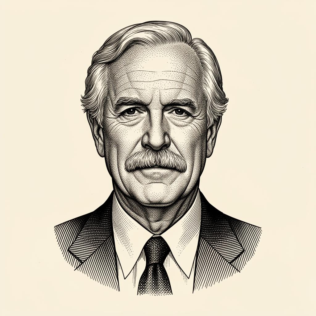 Ted Turner portrait illustration